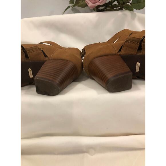 Vionic Harlow Wedge Sandals Women Size 10 Brown Suede Block Heel Cutout Zip - Picture 12 of 13